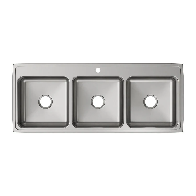 Kitchen Sink Lustertone Classic 54 x 22 Inch Triple Bowl 1 Hole Lustrous Satin Drop-In Drain Location Center Bottom Only Pads - Frankwebs