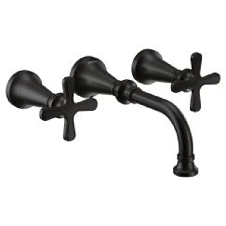 Lavatory Faucet Colinet Wall Mount 8 Inch Spread 2 Cross Brushed Nickel 1.2 Gallons per Minute Less Drain - Frankwebs