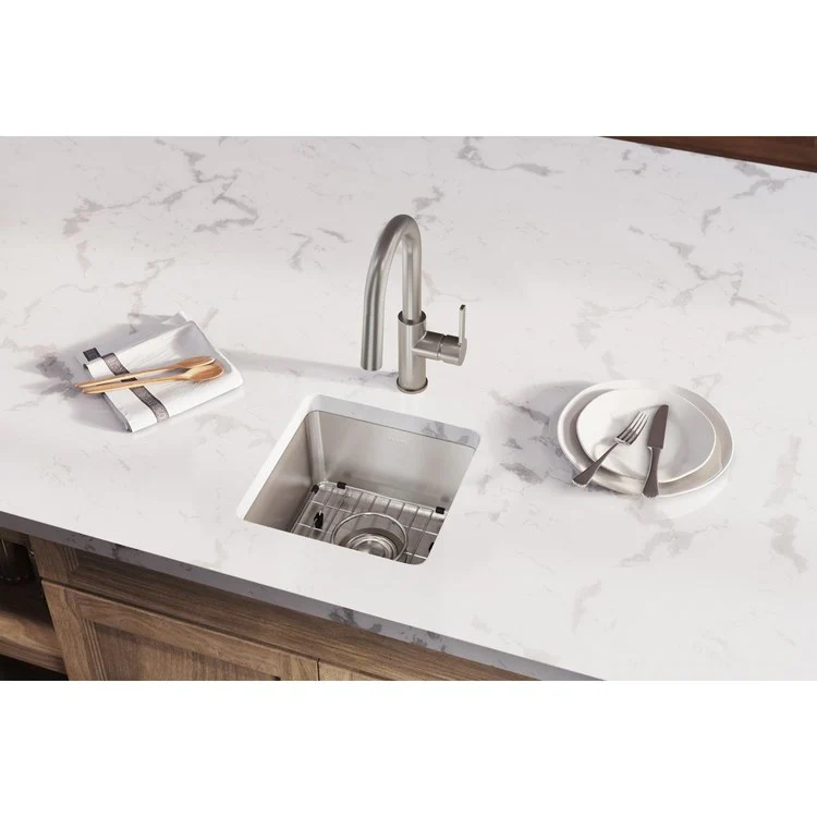 Kitchen Sink Lustertone Iconix 14.5 x 14.5 Inch Single Bowl Kit Luminous Satin Undermount - Frankwebs