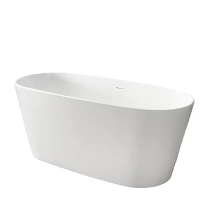 Freestanding Tub Paden 62 Inch Gloss White Oval Resin No Faucet Holes - Frankwebs