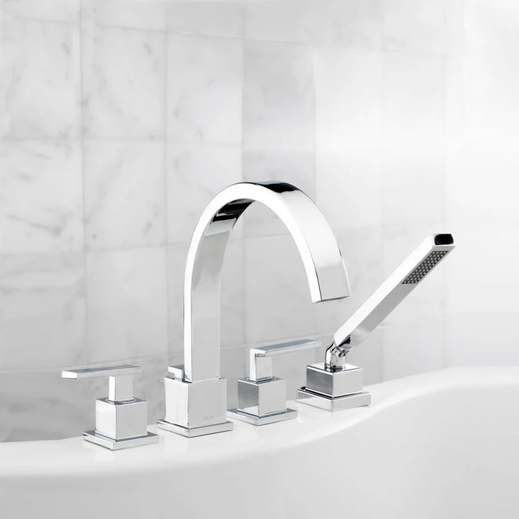 Vero Two Handle 4-Hole Roman Tub Faucet with Handshower - Frankwebs