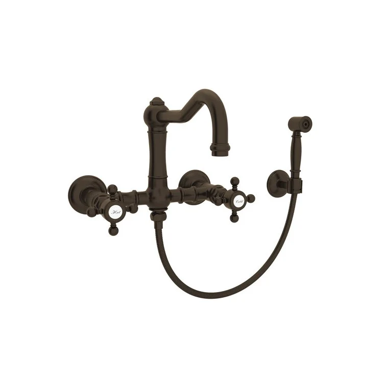 Kitchen Faucet Acqui with Sidespray 2 Cross Handle Polished Nickel Column Spout Bridge 7 Inch 1.5 Gallons per Minute - Frankwebs