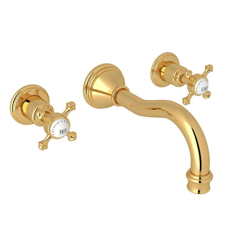 Lavatory Faucet Georgian Era Wall Mount 2 Cross English Bronze 1.2 Gallons per Minute Column Spout - Frankwebs