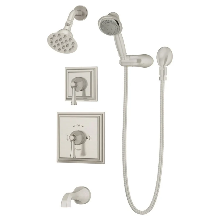 Tub and Shower Trim Canterbury with Square Handshower Separate Diverter 2 Lever Polished Chrome 1.5 Gallons per Minute - Frankwebs
