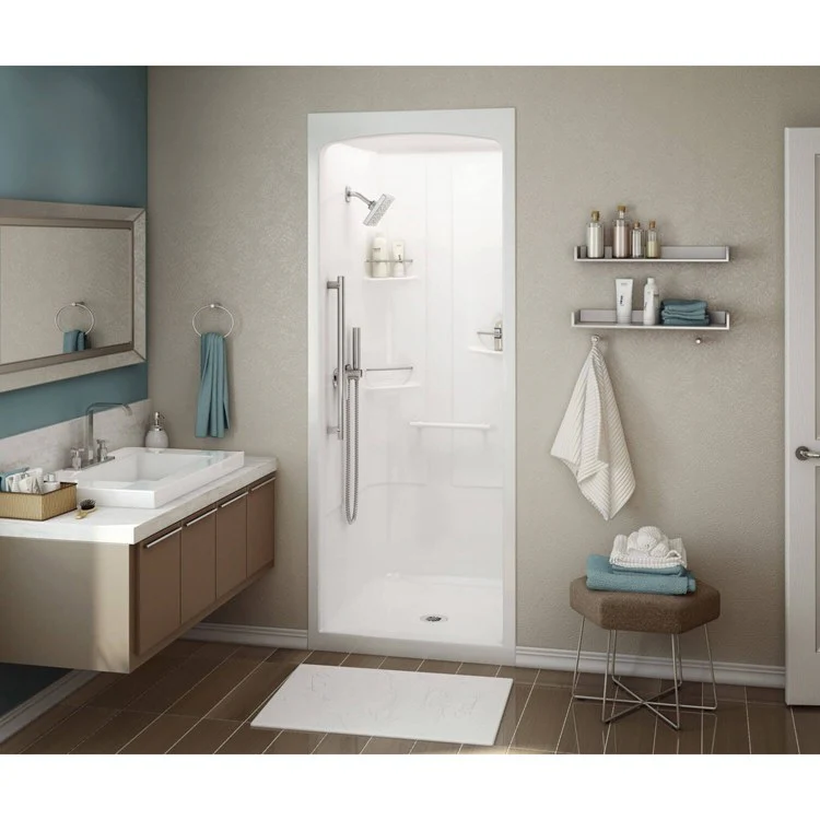 Shower Allia Square White 36 x 36 x 88 Inch Acrylic No Seat Center Drain 36 Inch - Frankwebs