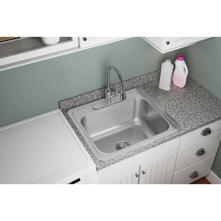 Kitchen Sink Pursuit 25 x 22 Inch Single Bowl Laundry Brushed Satin Drop-In - Frankwebs