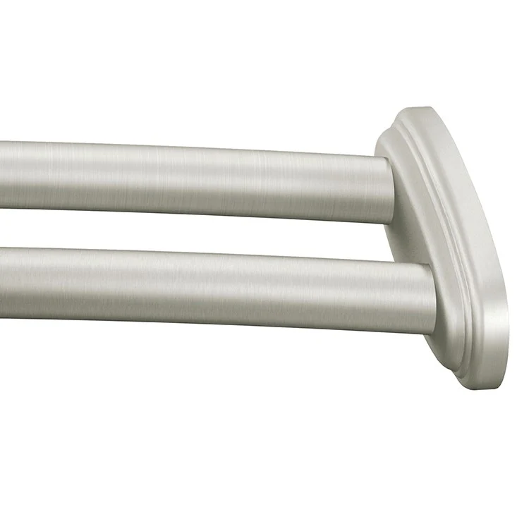 Adjustable Curved Stainless Steel Double Shower Rod with Concealed Mount Flanges - Frankwebs