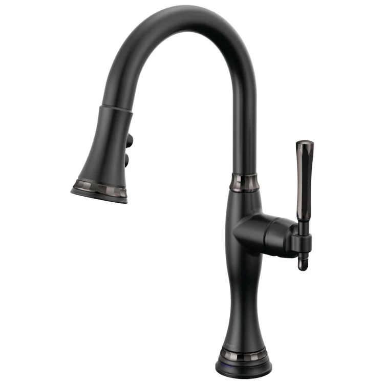 Prep Faucet Tulham SmartTouch Technology 1 Lever ADA Matte Black/Brilliance Black Onyx Pull Down 2 Function Wand Aerated Stream/Spray 360 Degree Swivel - Frankwebs