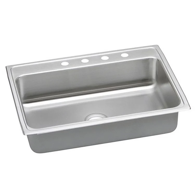 Kitchen Sink Lustertone Classic 31 x 22 Inch Single Bowl MR2 Hole ADA Lustrous Satin Drop-In Rectangle Drain Location Rear Center Depth 5 Inch Quick Clip Mounting System Bottom Only Pads - Frankwebs