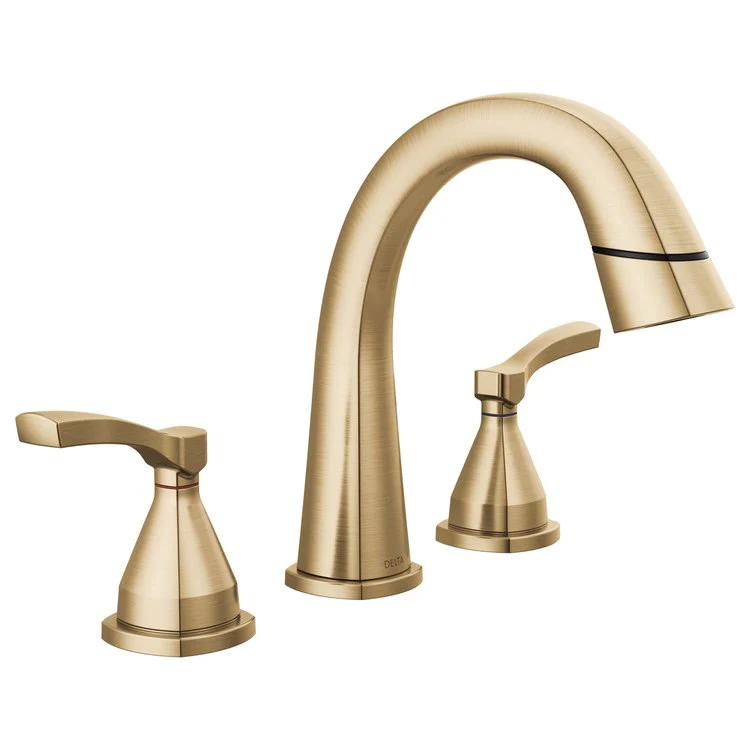Lavatory Faucet Stryke Widespread 4-16 Inch Spread 2 Lever ADA WaterSense Lumicoat Champagne Bronze 1.2 Gallons per Minute Metal Pop-Up 3 Hole Diamond Seal Technology - Frankwebs
