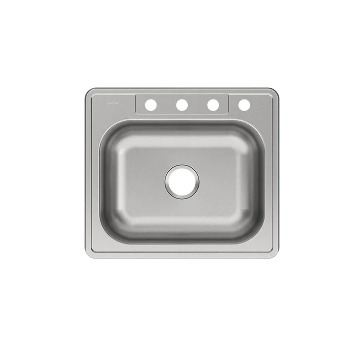 Kitchen Sink Dayton 25 x 22 Inch Single Bowl 4 Hole Elite Satin Drop-In Drain Location Center Bottom Only Pads - Frankwebs