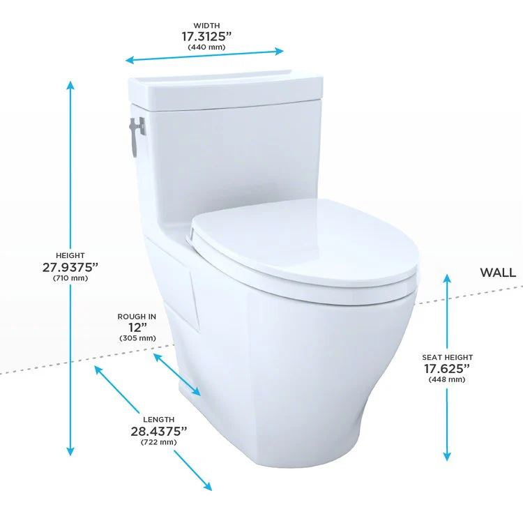 Toilet Aimes 1 Pieces Universal Height Washlet Ready Cotton Elongated ADA 27-15/16 Inch 1.28 Gallons per Flush Left Hand Chrome Soft Close - Frankwebs