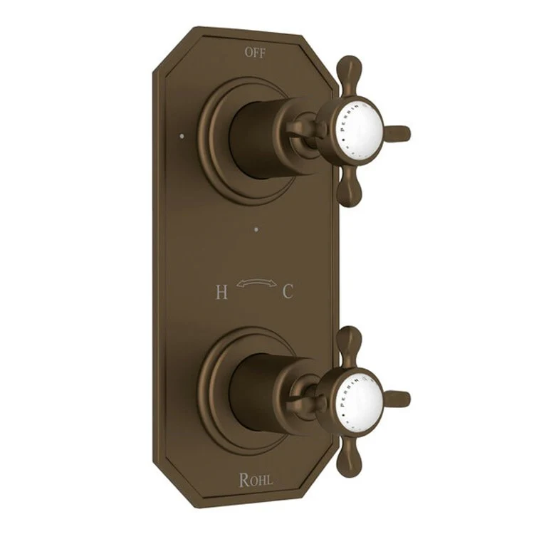 Thermostatic Trim Edwardian 1/2 Inch with Diverter Flat Edge 2 Cross Polished Chrome Brass - Frankwebs
