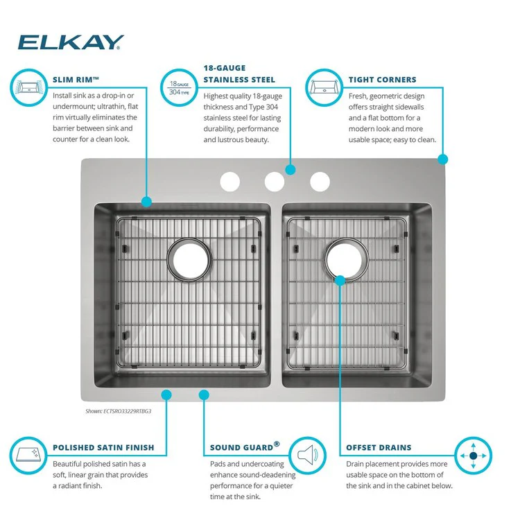 Kitchen Sink Crosstown 33 x 22 Inch Double Bowl 60/40 Kit 3 Hole Polished Satin Drop-In Undermount - Frankwebs