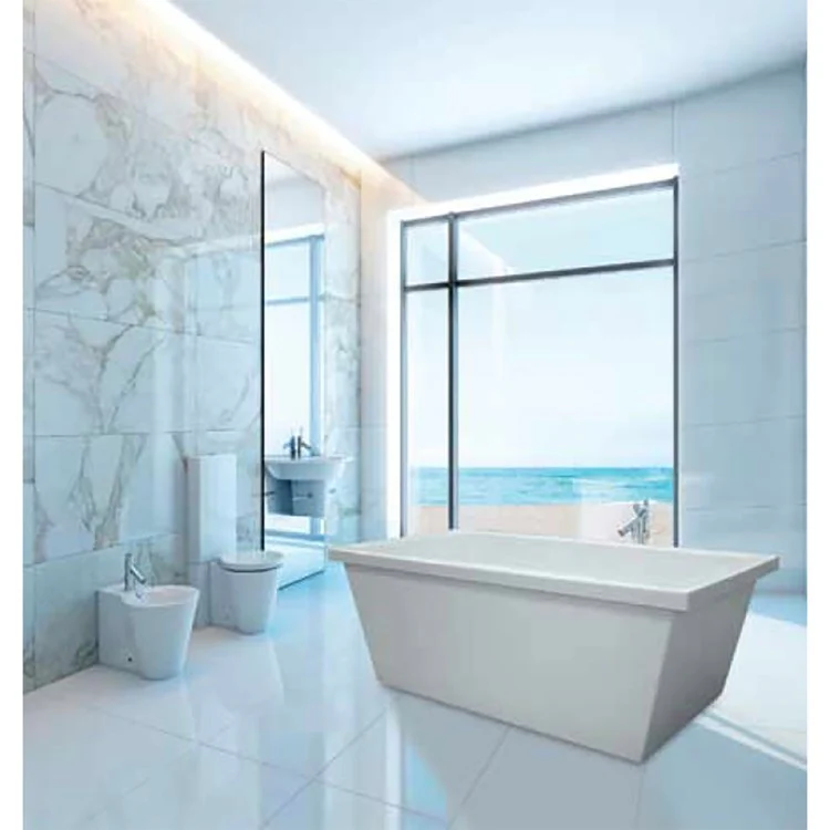 Soaking Tub Designer Collection Cheyenne 72 x 36 Inch Freestanding Tub Only Center Bone Acrylic - Frankwebs