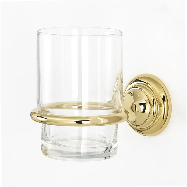 Tumbler Holder Charlie's Bath Polished Chrome Includes Tumbler Wall Mount Brass/Glass 4-1/2 x 2 Inch - Frankwebs