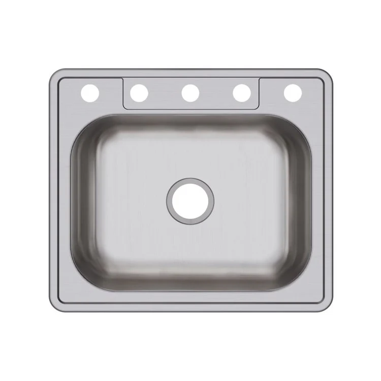 Kitchen Sink Dayton 25 x 21.25 Inch Single Bowl 5 Hole ADA Satin Drop-In Rectangle Drain Location Center Depth 6-4/7 Inch Bottom Only Pads - Frankwebs