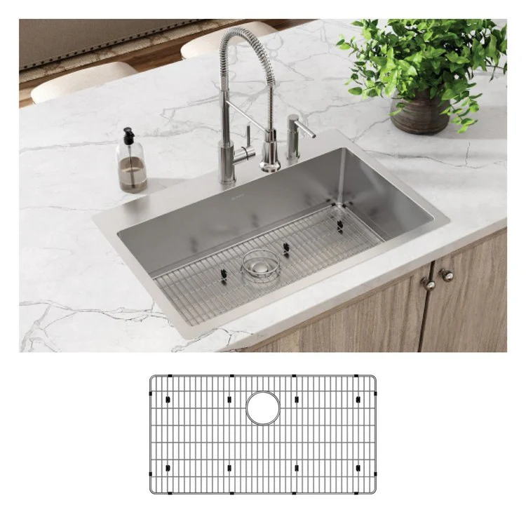Kitchen Sink Crosstown 33 x 22 Inch Single Bowl Kit FR2 Hole Polished Satin Drop-In Undermount Stainless Steel 18 Gauge - Frankwebs