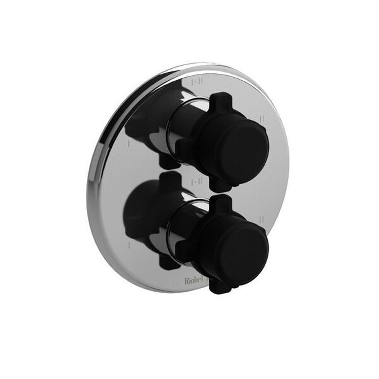 Thermostatic and Pressure Balance Valve Trim Momenti 3/4 Inch Round 4-Way 6 Function 2 X-Shaped Chrome/Black 10.0 Gallons per Minute - Frankwebs