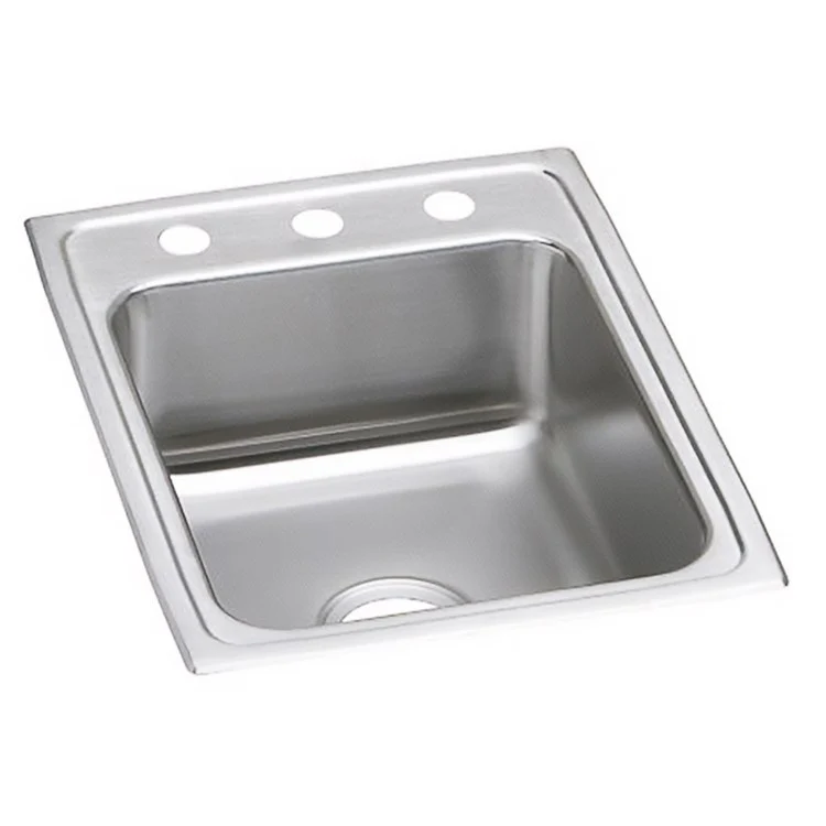 Kitchen Sink Lustertone Classic 17 x 22 Inch Single Bowl 3 Hole ADA Lustrous Satin Drop-In Rectangle Drain Location Rear Center Depth 5 Inch Bottom Only Pads - Frankwebs
