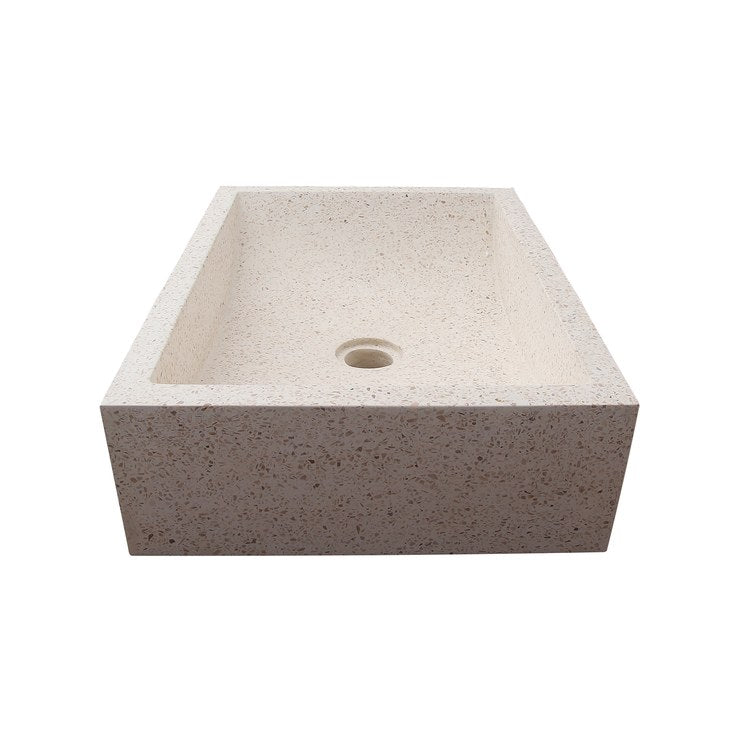 Vessel Eldon Above Counter Rectangle 19-1/2 Inch White Concrete - Frankwebs