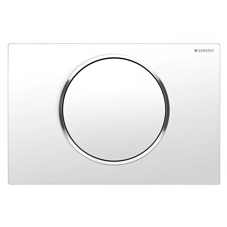 Actuator Plate Sigma10 Single Flush White with Polished Chrome Accent Built in Stop-and-Go Flush Plastic for Sigma Concealed Tanks 2x6 and 2x4 Installations - Frankwebs