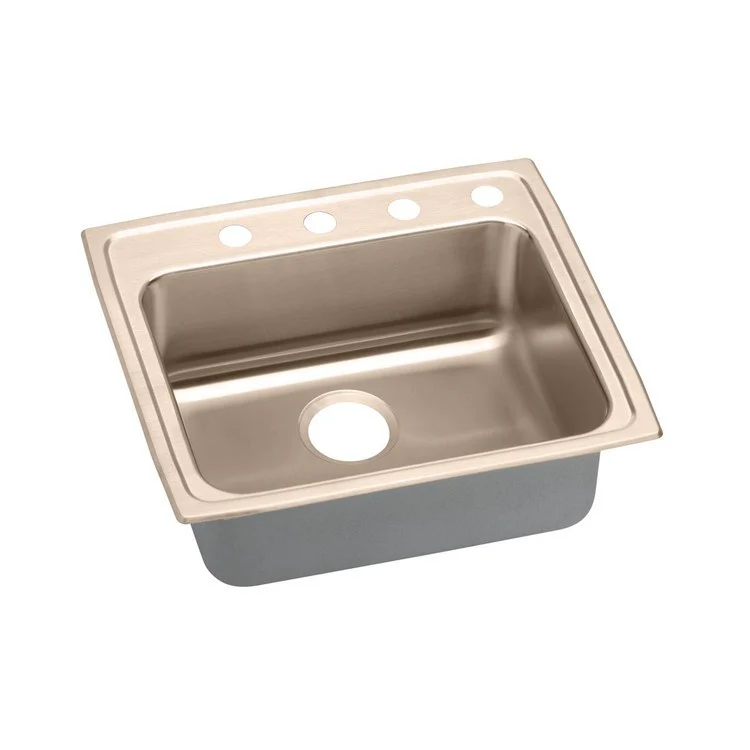 Kitchen Sink 25 x 21.25 Inch Single Bowl 3 Hole ADA Copper Drop-In Rectangle Drain Location Rear Center Depth 4 Inch Full Spray Sides and Bottom - Frankwebs