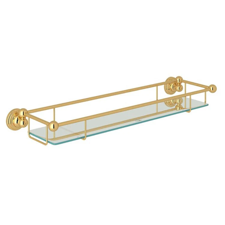 Wall Shelf Edwardian Polished Nickel 20 Inch Brass/Tempered Glass - Frankwebs