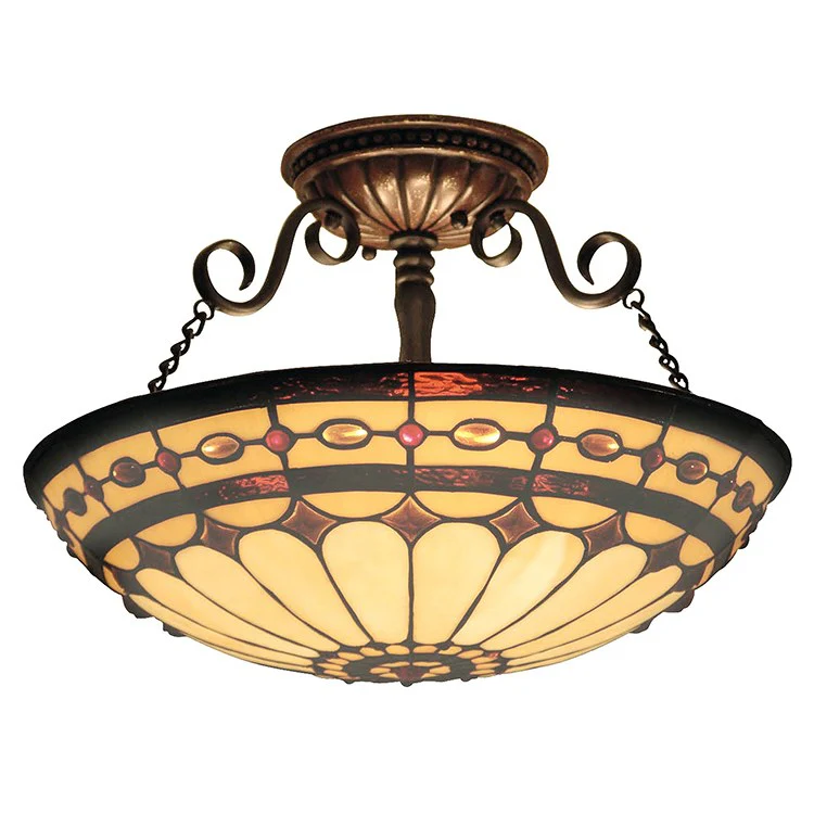 Diamond Ring Three-Light Semi-Flush Mount Ceiling Fixture - Frankwebs