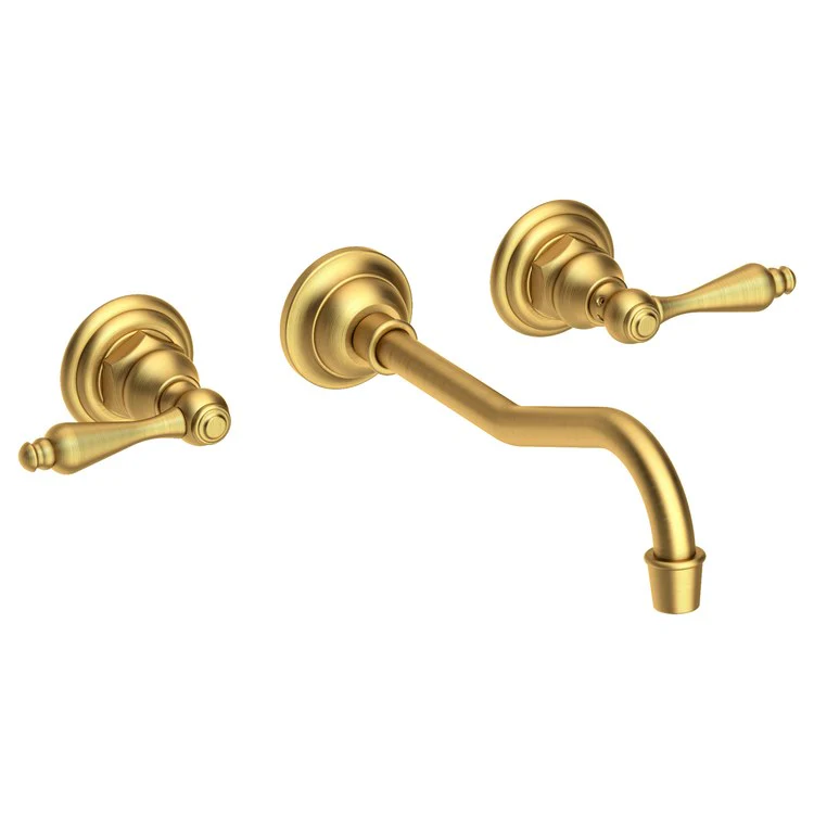 Lavatory Faucet Chesterfield Wall Mount 8 Inch Spread 2 Lever ADA WaterSense Satin Bronze PVD 1.2 Gallons Per Minute Brass Less Drain Spout Reach 9-3/4 Inch - Frankwebs