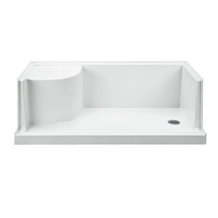 Shower Base Seated Single Threshold White 60 x 30 Inch Acrylic Right Hand Drain - Frankwebs