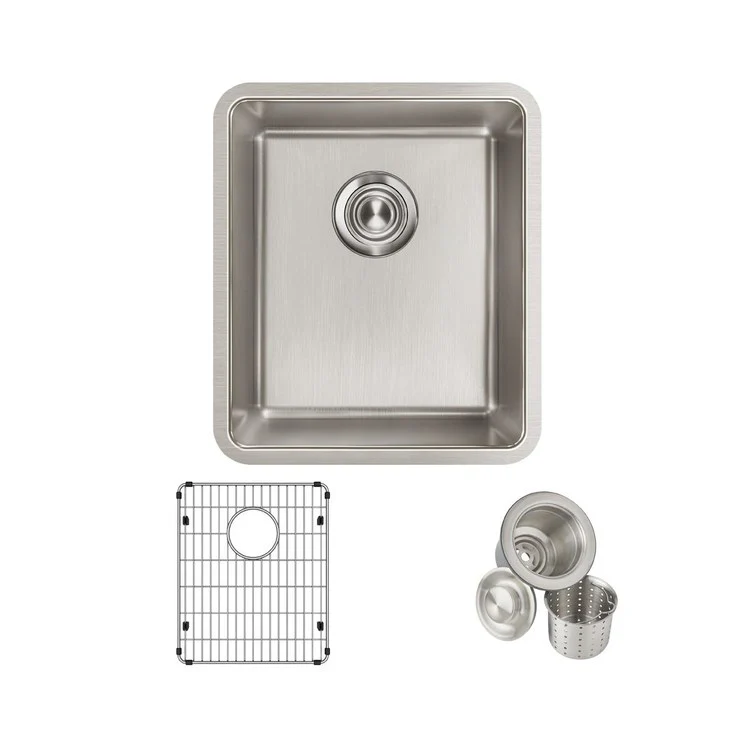 Kitchen Sink Lustertone Iconix 16 x 18.5 Inch Single Bowl Kit Luminous Satin Undermount Drain Location Rear Center - Frankwebs