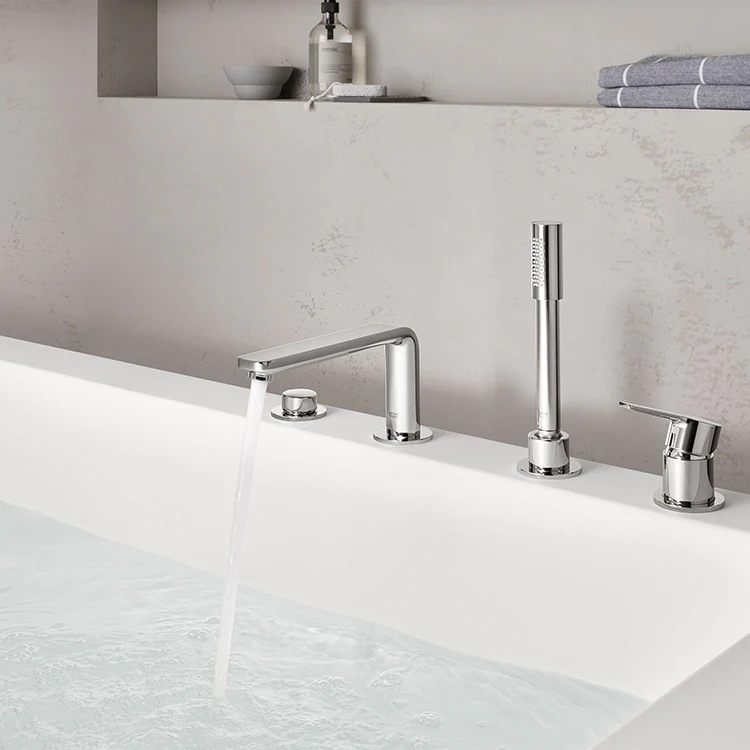 Lineare Single Handle 4-Hole Roman Tub Filler with Handshower - Frankwebs