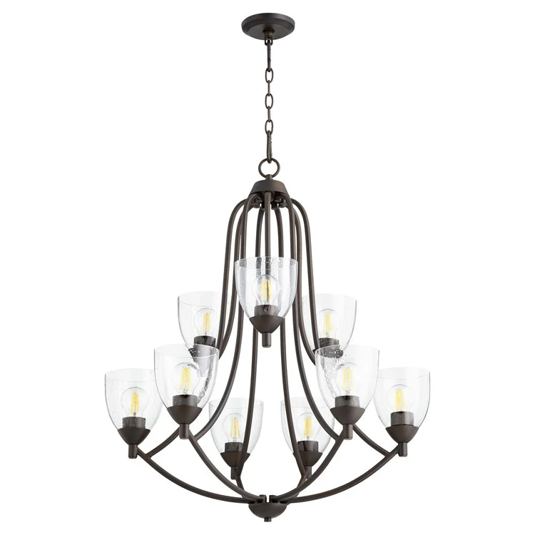 Barkley Nine-Light Chandelier with Clear Seeded Glass Shades - Frankwebs