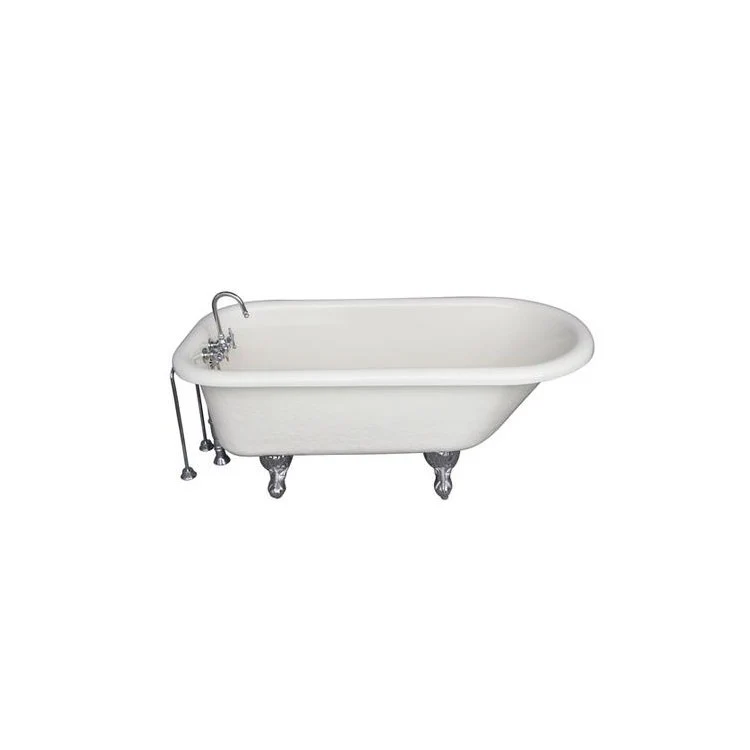 Tub Kit Andover 60 Inch Acrylic Bisque Kit Includes Polished Chrome Tub Filler 24 Inch Double Offset Tub Supplies and Tub Drain Ball and Claw Feet Gooseneck Spout Intricate Metal Lever 40 Gallon Capacity - Frankwebs