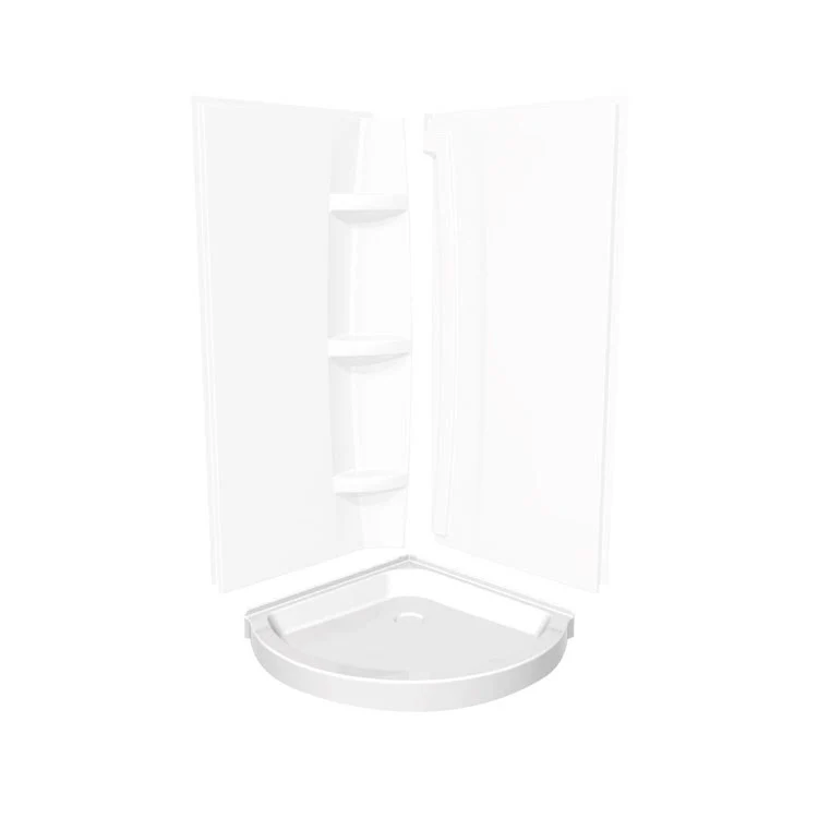 Shower Base Round Corner with 3 Inch Threshold White 36L x 36W Inch Acrylic Center - Frankwebs