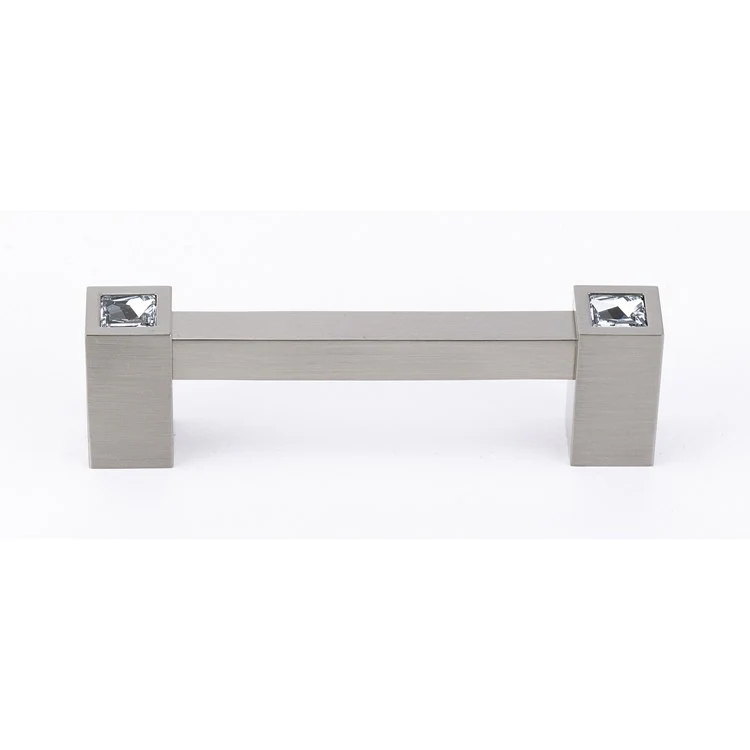Pull Contemporary II Crystal Square Crystal Handle Satin Nickel Brass 3-1/2 Inch 4-1/8 Inch 1-1/4 Inch - Frankwebs