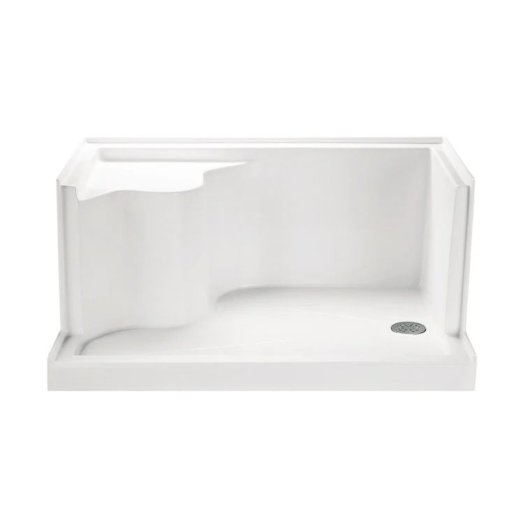 Shower Base Seated Single Threshold Biscuit 60 x 32 Inch Acrylic Right Hand Drain - Frankwebs