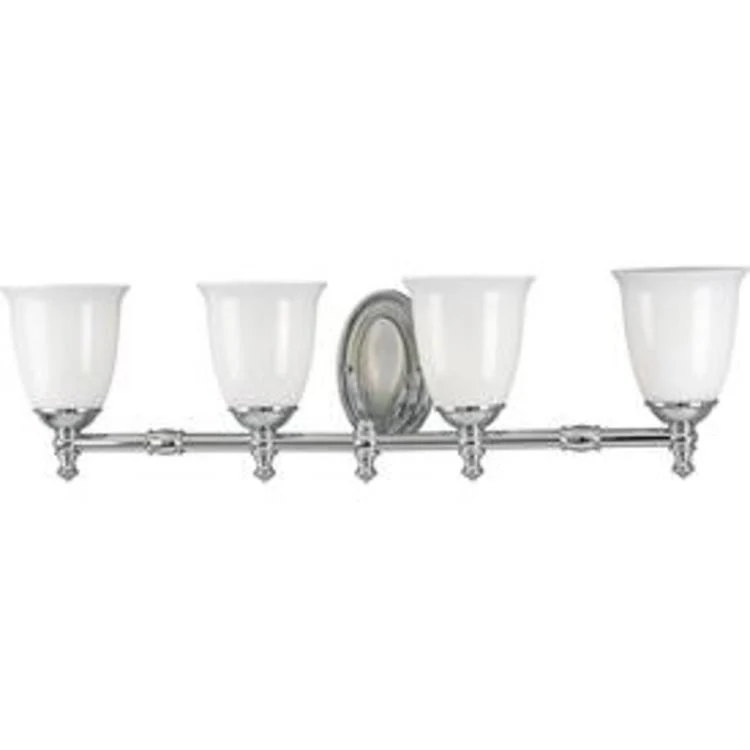 Bath Light Victorian Vanity 4 Lamp Polished Chrome Glass or Shade White Opal 100 Watt - Frankwebs