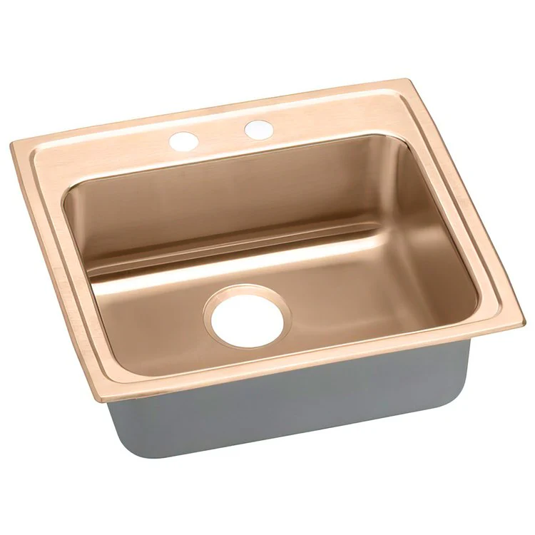 Kitchen Sink 25 x 21.25 Inch Single Bowl 2 Hole ADA Copper Drop-In Rectangle Drain Location Rear Center Depth 5 Inch Full Spray Sides and Bottom - Frankwebs