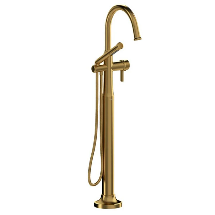 Tub Filler Trim Momenti Floor Mount with C-Spout 1 J-Shaped Lever Polished Nickel ADA - Frankwebs