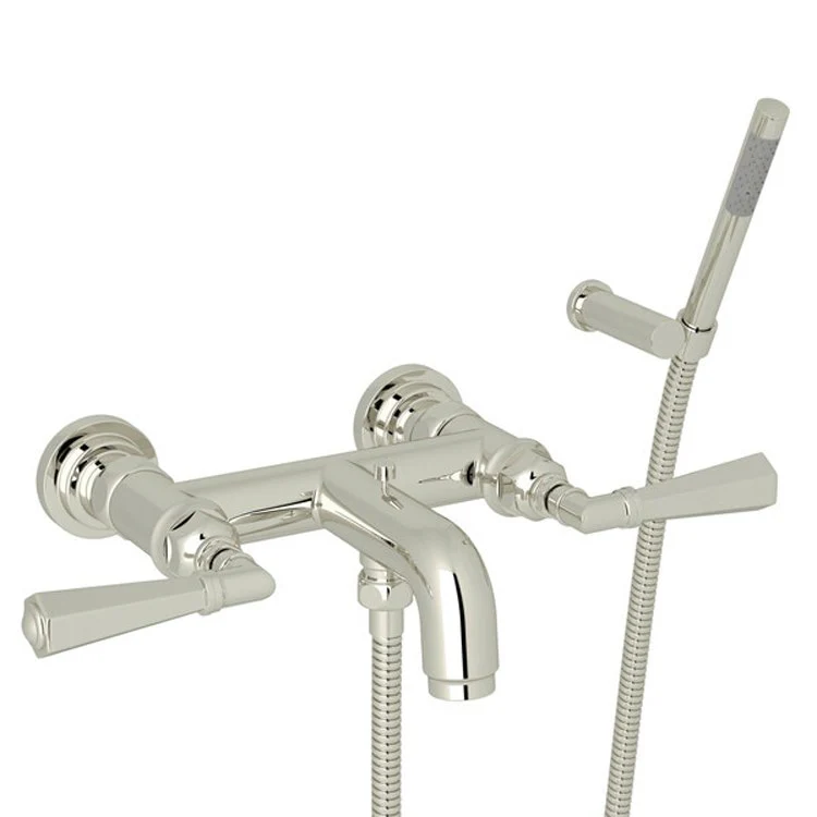 Tub Filler San Giovanni Wall Mount with Handshower 2 Metal Lever Polished Chrome - Frankwebs