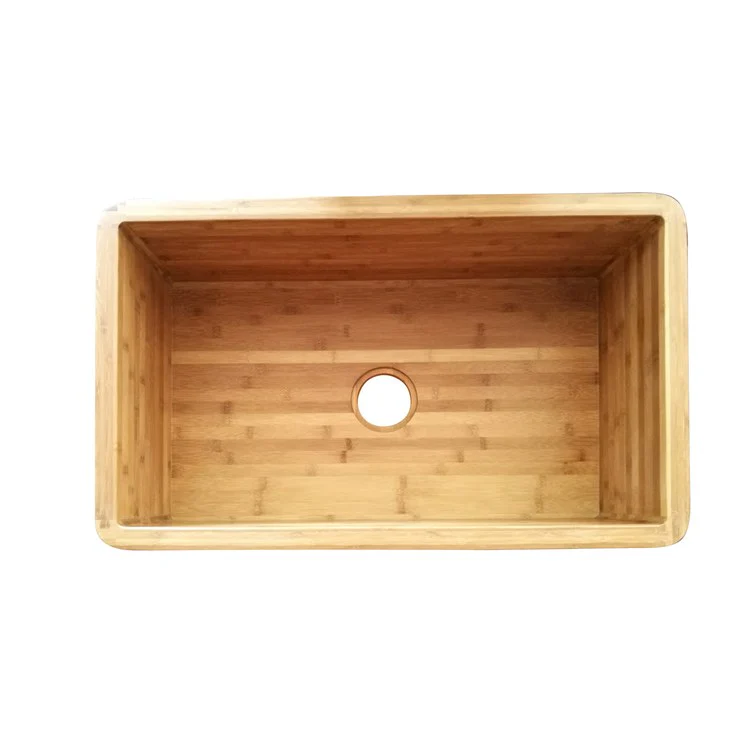 Kitchen Sink 33L x 18W Inch Single Bowl Lydra Fluted Bamboo Rectangle - Frankwebs