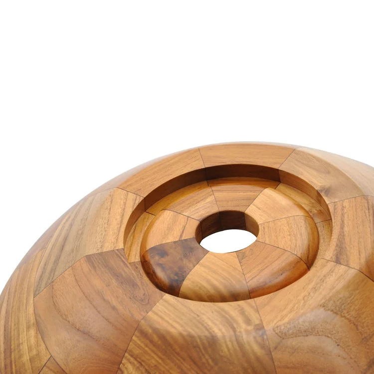 Vessel Lutari Above Counter Round 15-3/4 Inch Teak Natural Wood - Frankwebs
