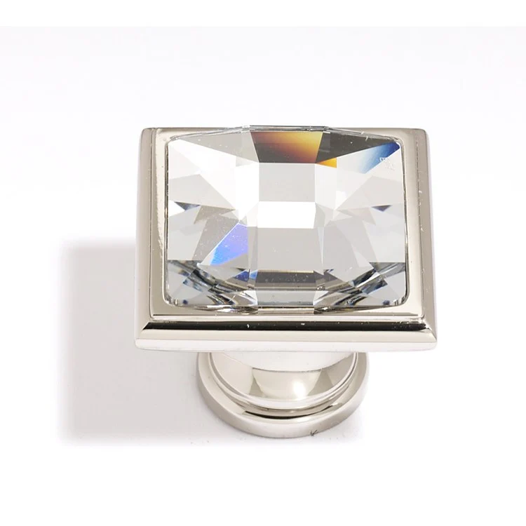 Knob Swarovski Crystal Square Crystal Polished Brass Brass 1-1/4 Inch 1-1/4 Inch 3/4 Inch - Frankwebs