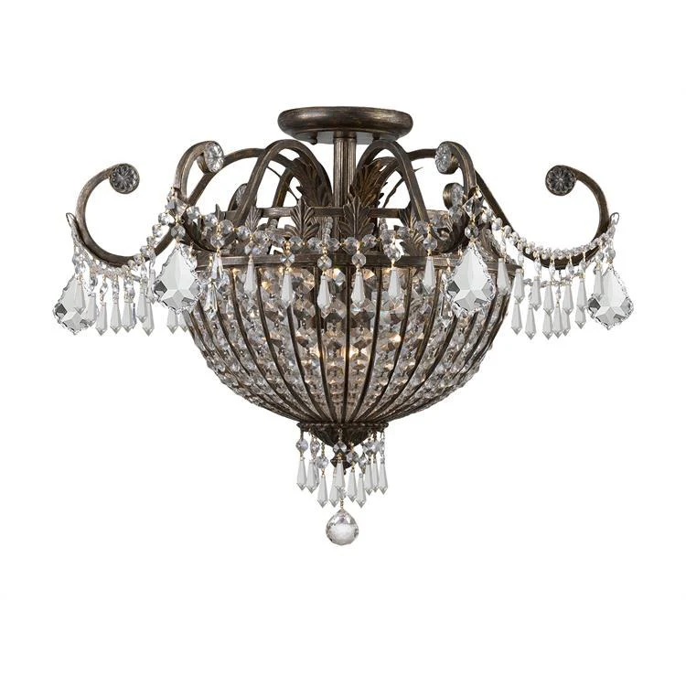 Vanderbilt Nine-Light Hand Cut Semi-Flush Mount Ceiling Fixture - Frankwebs