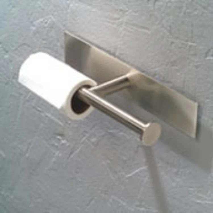 Toilet Paper Holder Surface 1 Post Double Open Satin Nickel Brass 10-3/4 Inch 3-11/16 Inch Wall Mount - Frankwebs