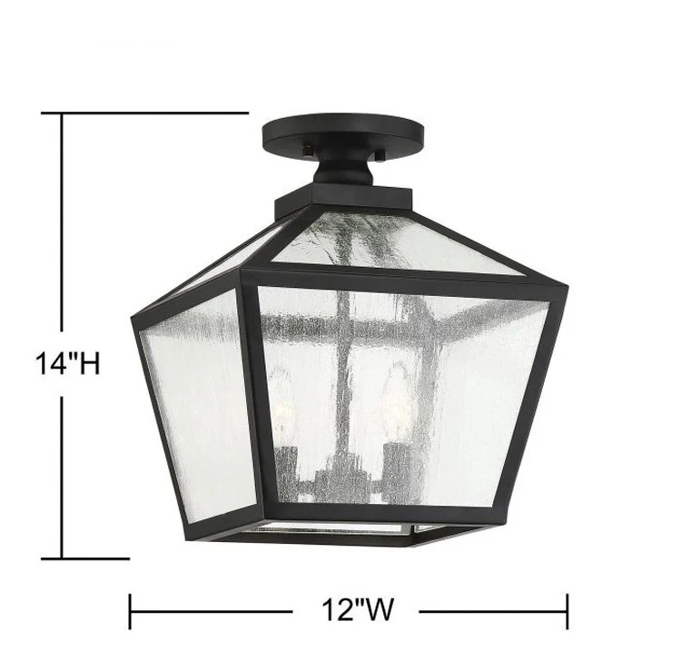 Woodstock Three-Light Outdoor Flush Mount Ceiling Fixture Lantern - Frankwebs