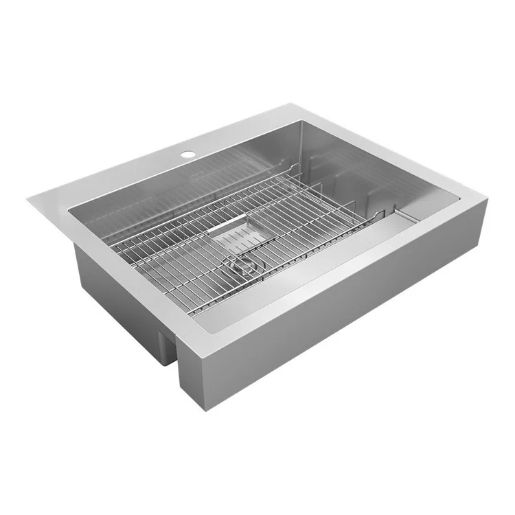 Kitchen Sink Dart Canyon 33 x 27.25 Inch Single Bowl Workstation ADA Polished Satin Farmhouse Rectangle Drain Location Rear Center Depth 9-2/3 Inch Full Spray Sides and Bottom with Sides and Bottom Pads Work Shelf - Frankwebs