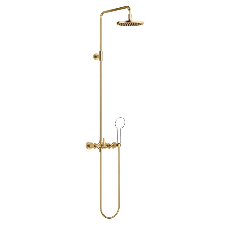 Shower Set TARA Exposed with Mixer Less Handshower 3 Cross/Lever Brushed Durabrass 1.8 Gallons per Minute - Frankwebs